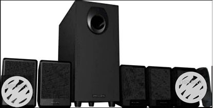 Black Philips 5.1 home theater and woofer with remote
