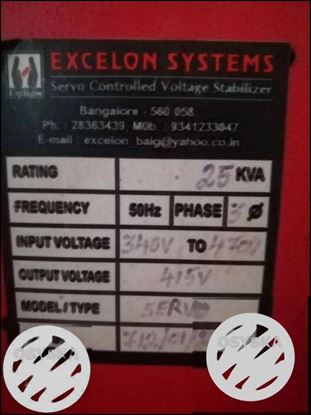 25 Kva Excelon Stabilizer For Sale