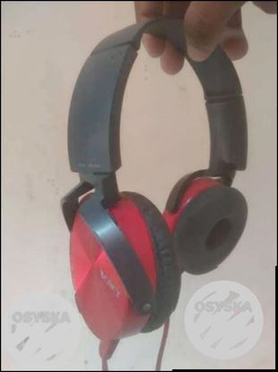 Black And Red Corded Headphones